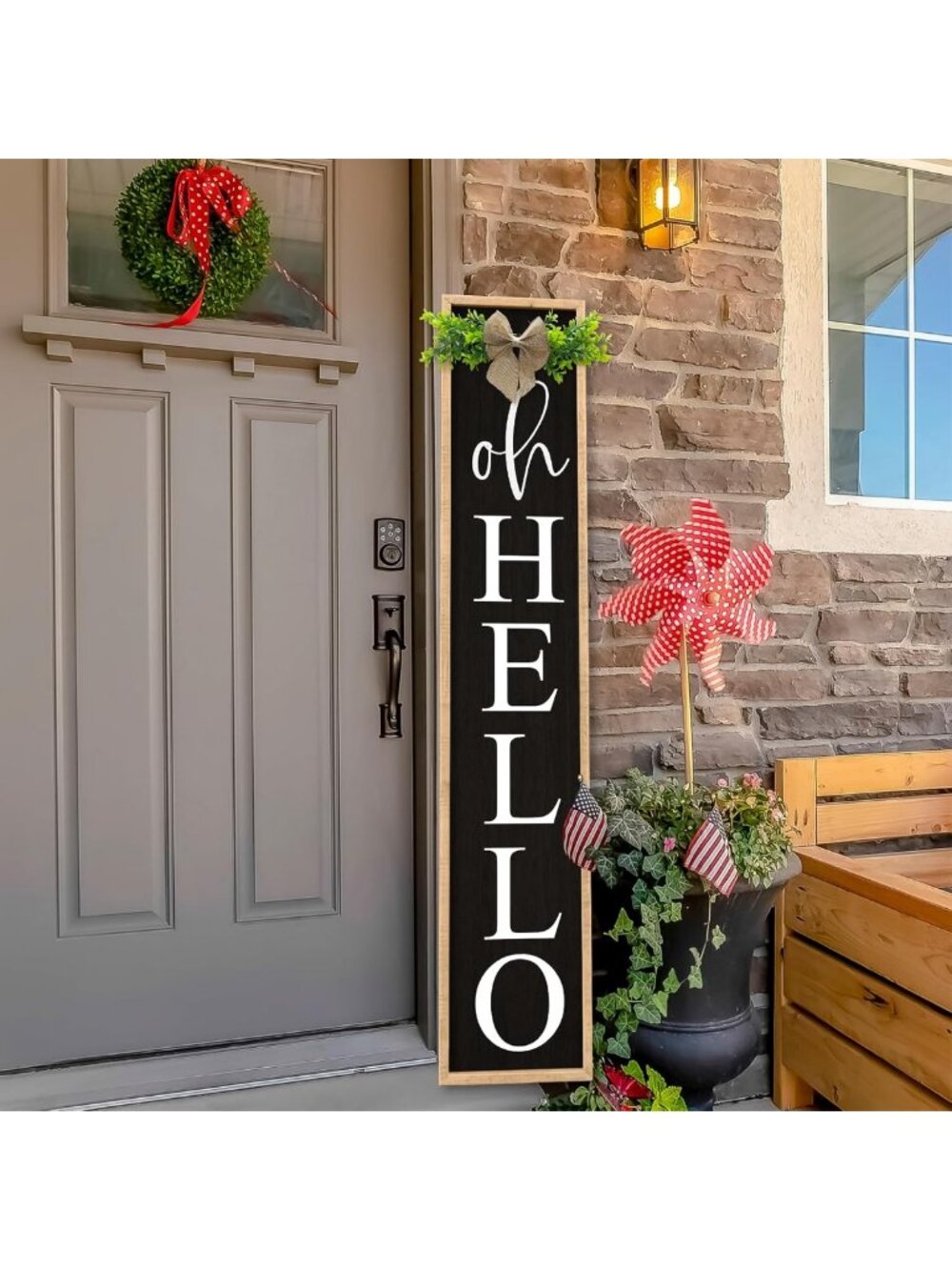 Charming Welcome Sign for Front Door Decor, 45"x9", Rustic Wood Home Accent